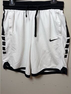 Nike White and Black Men's Athletic Basketball Shorts